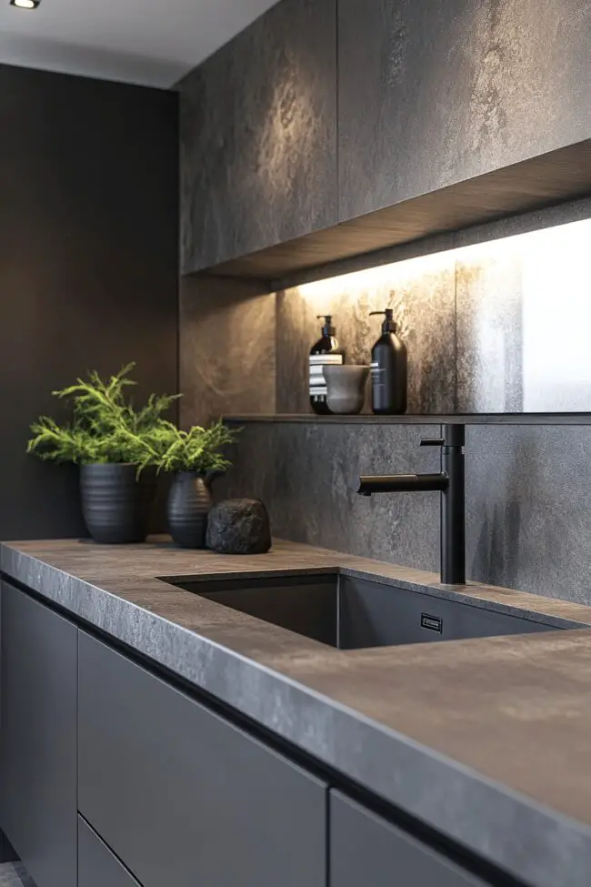 Moody Matte Gray Bathroom