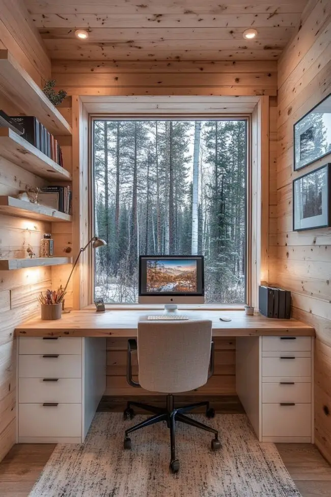 Practical yet Stylish Modern Cabin Office