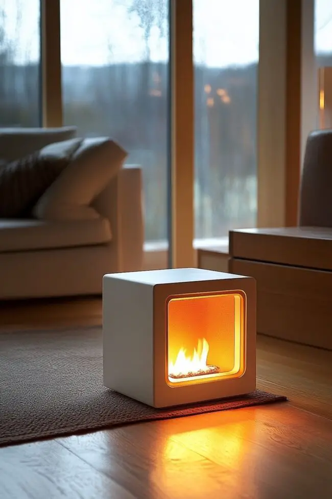 Space-Saving Cube Fireplace