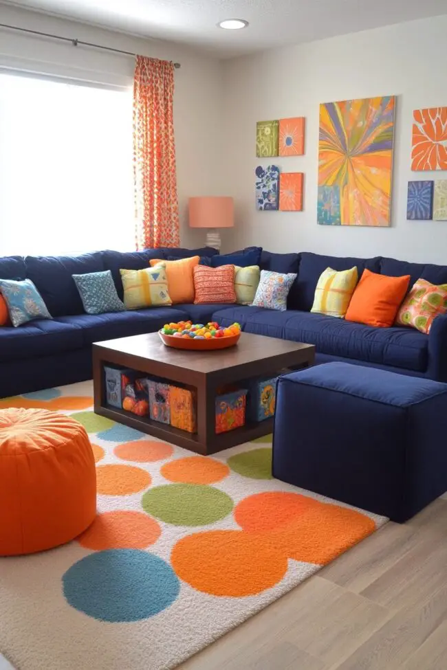 Navy Blue Family Room Comfort