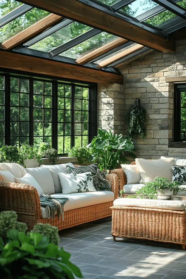 Chic Farmhouse Sunroom Retreat