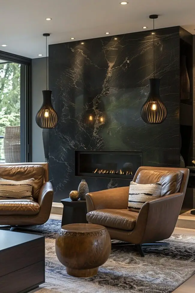 Striking Black Fireplace Design Ideas