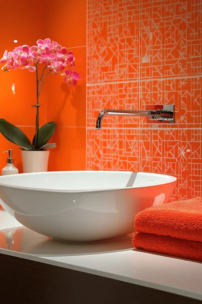 Vivid Tangerine Burst Bathroom