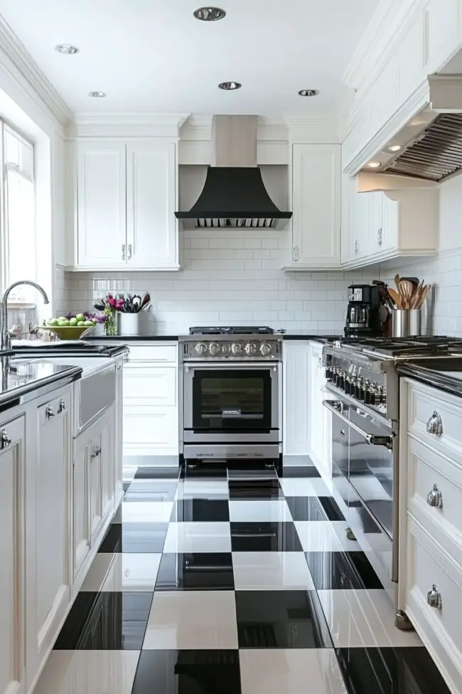 Sleek Black & White Flooring