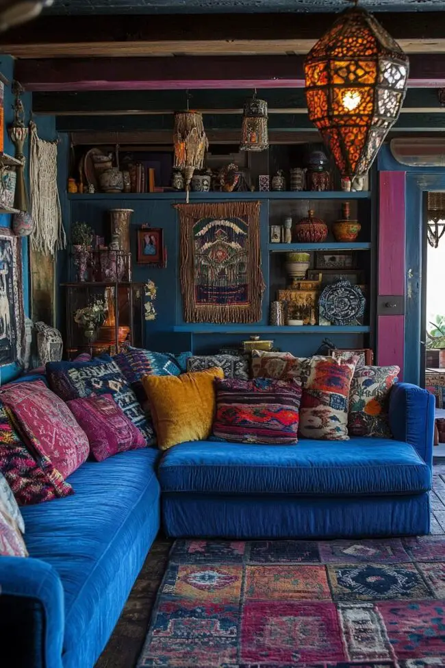 Bohemian Blue Couch Getaway