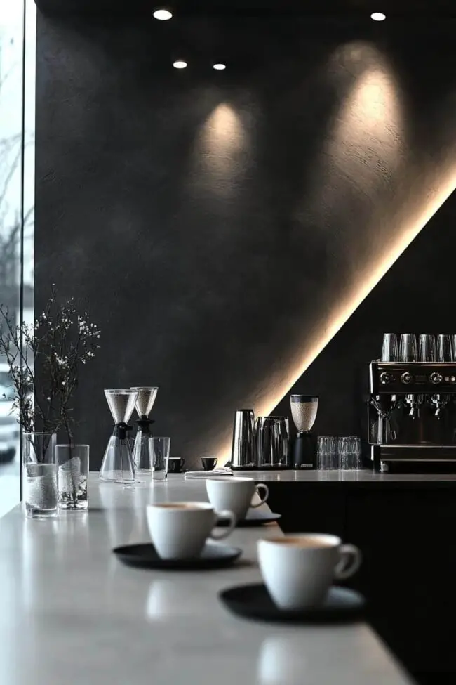 Monochrome Espresso Bar Design