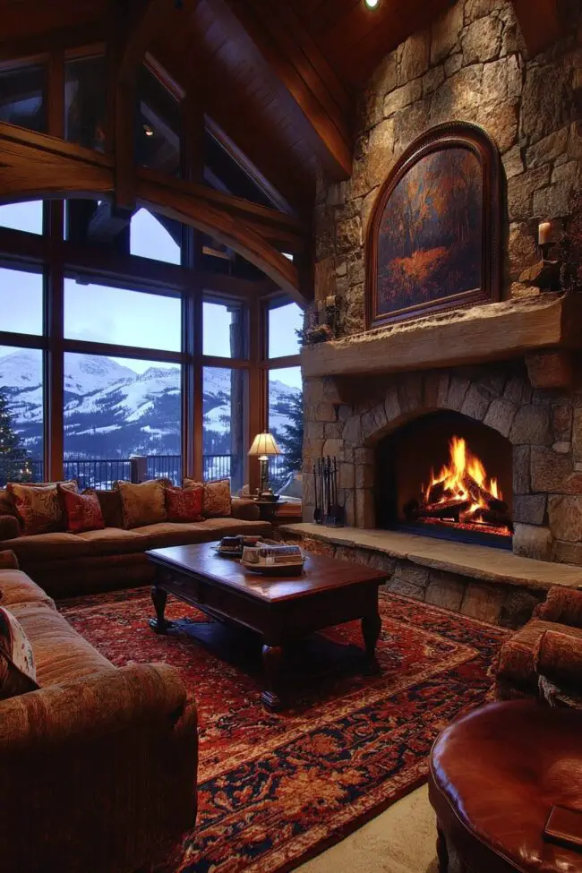 Rustic Stone Hearth Retreat