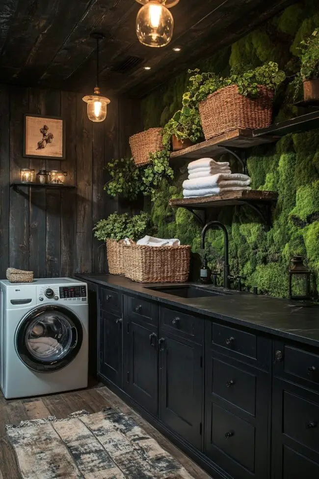 Laundry Room with Lush Greenery