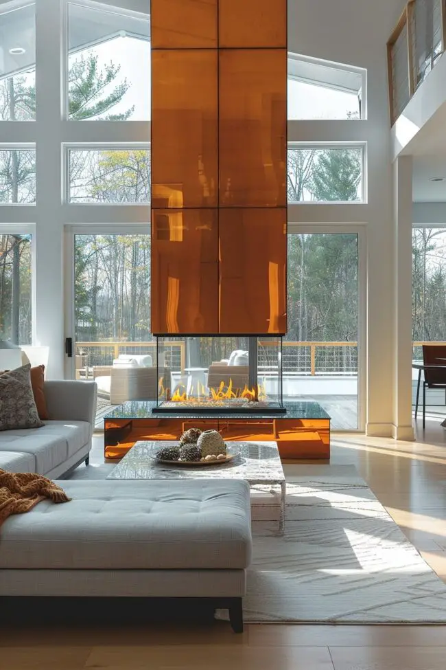 Transparent Fireplaces Amplifying Sunlight