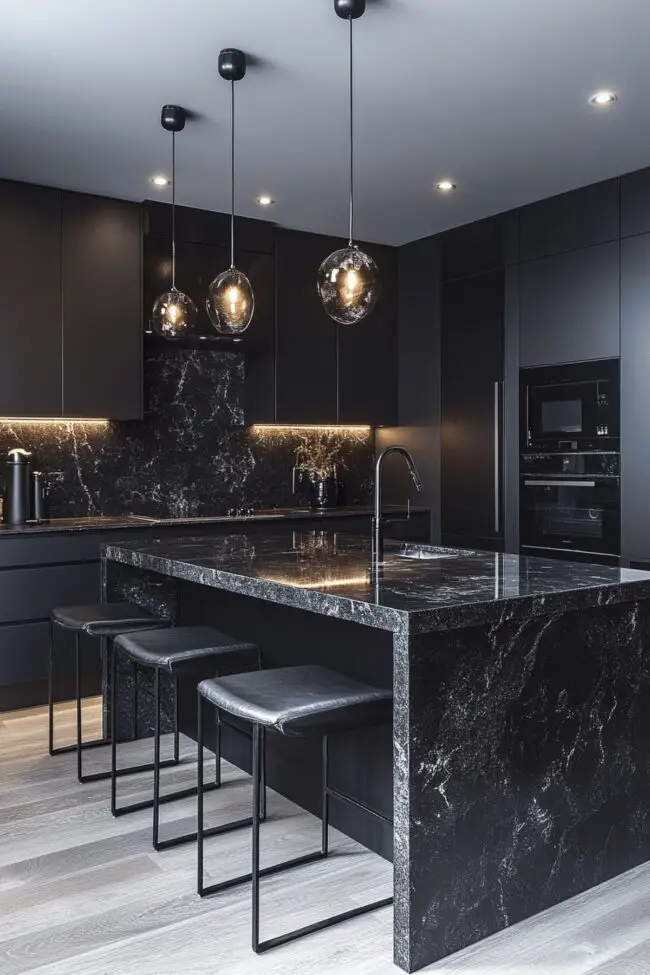 Bold Black Luxe Kitchen