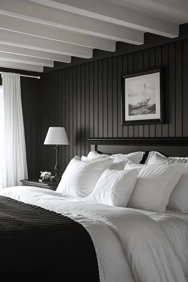 Graphic Black and White Bedroom Artistry