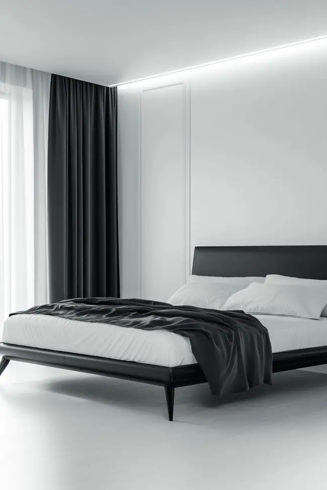 Sleek Black and White Minimalist Bedroom