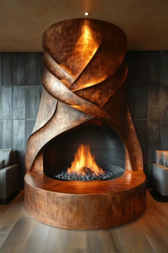 Sculptural Fireplace Design