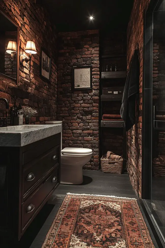 Bold Brick Wall Bathrooms