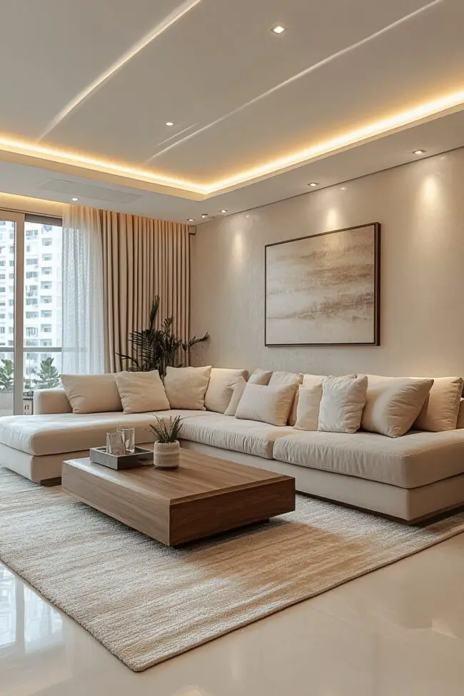 Serene Beige Cozy Living Room