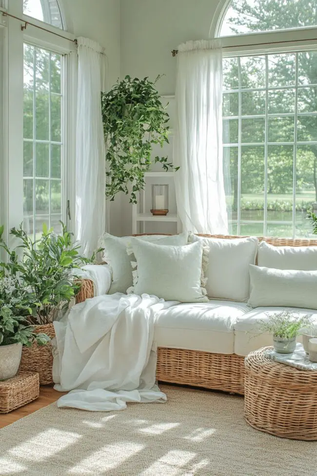 Serene Sunroom in Farmhouse Style