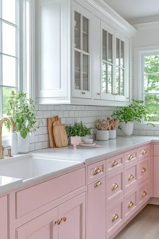 Pastel Pink & White Kitchen Charm