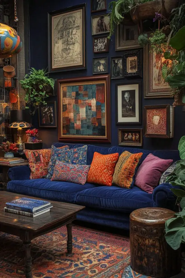 Eclectic Vibes with Blue Seating