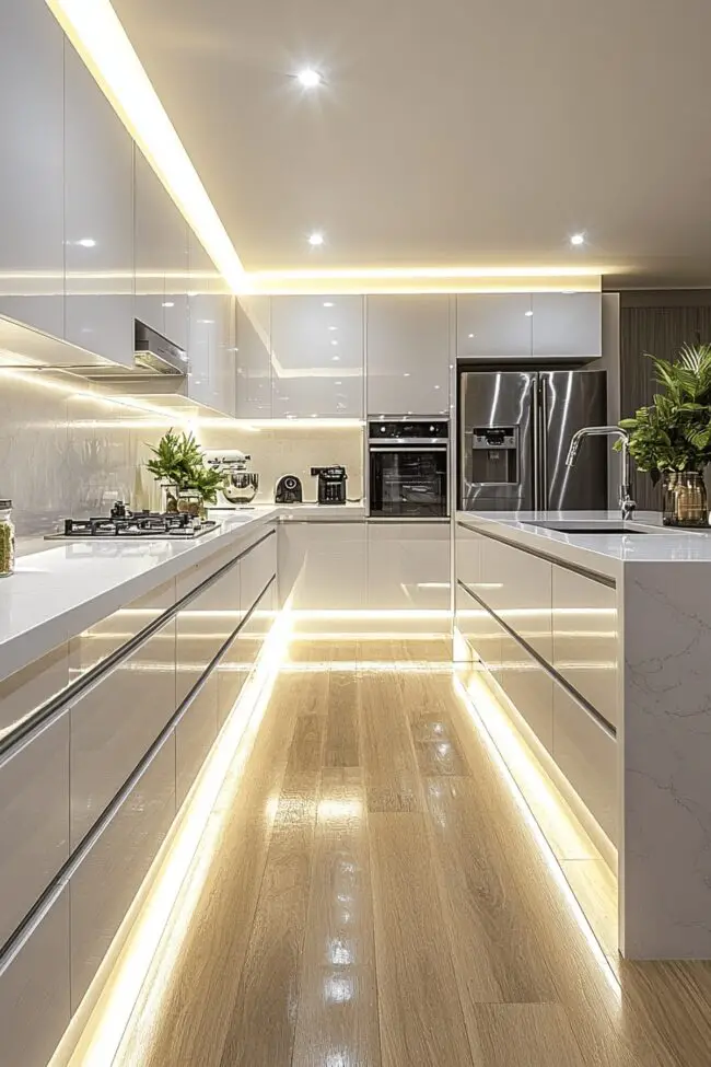 Pearl White Clean Modernist Kitchen