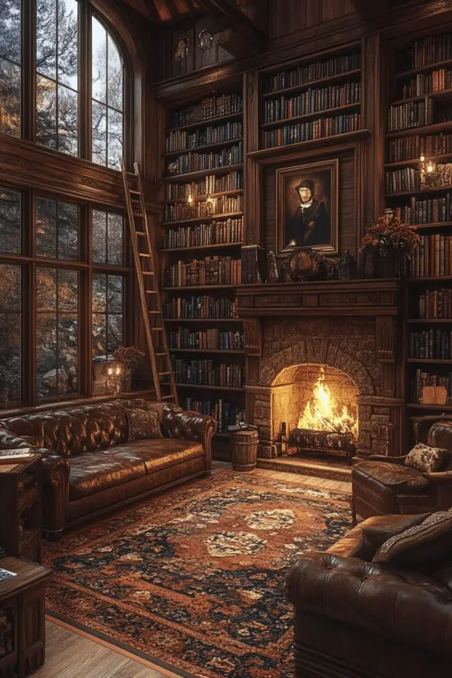 Cozy Alpine-Inspired Library