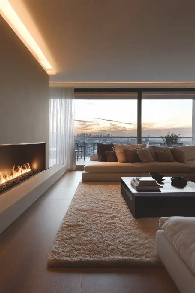 Sleek Wall Fireplace Design