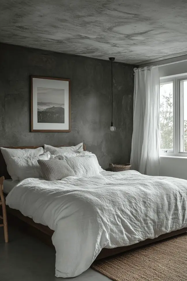 Concrete-Textured Minimalist Bedroom