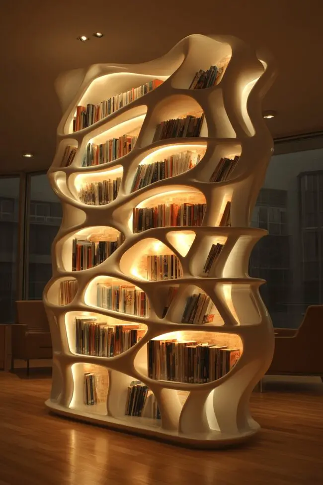 Sculptural Shelving Reading Room