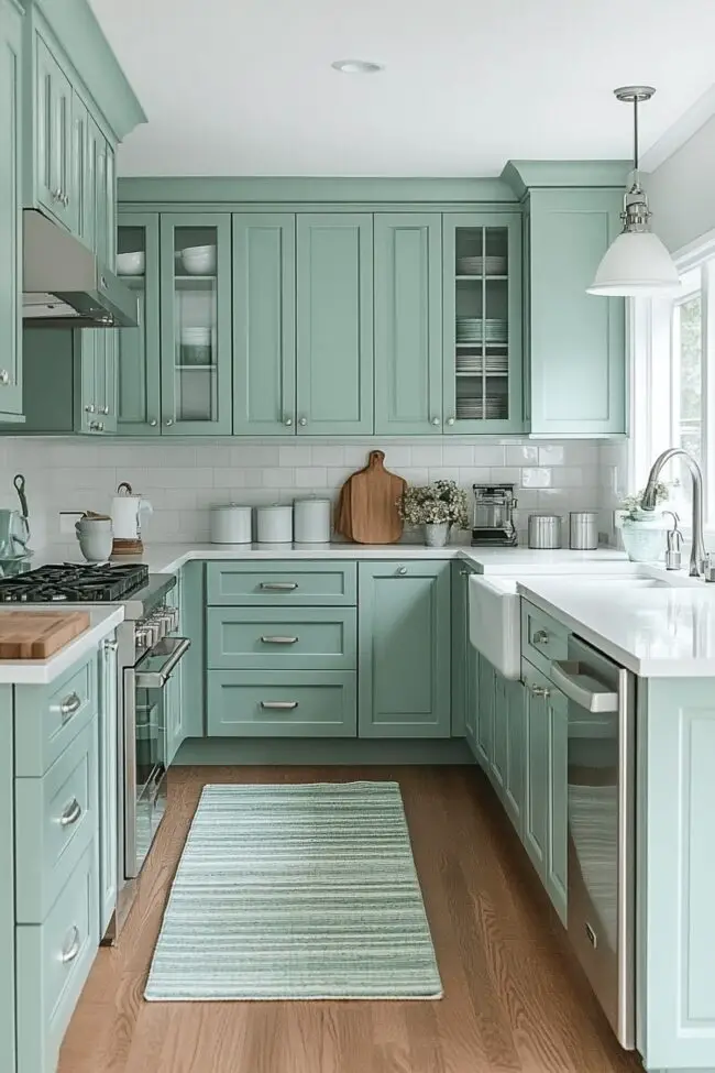 Crisp Mint Green Fresh Kitchen