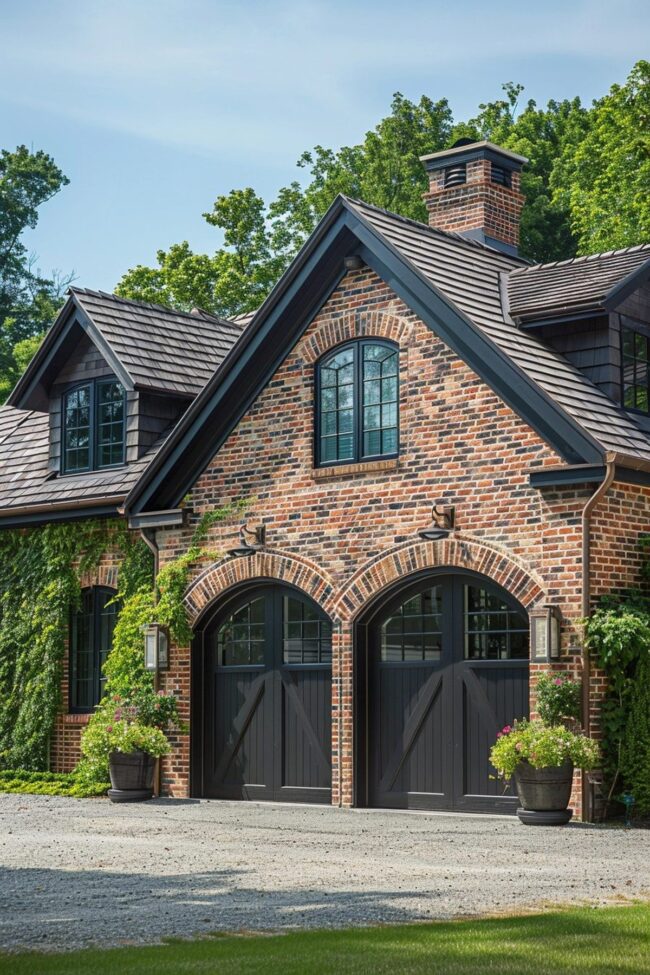 Rustic Brick Garage Charm