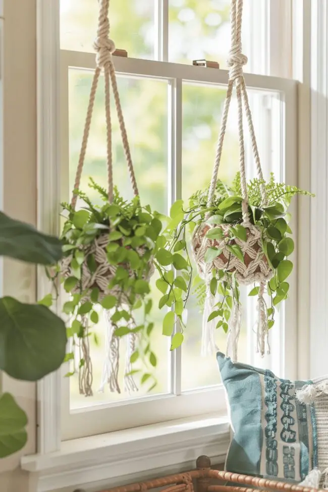 Macrame Plant Hanger Window Decor