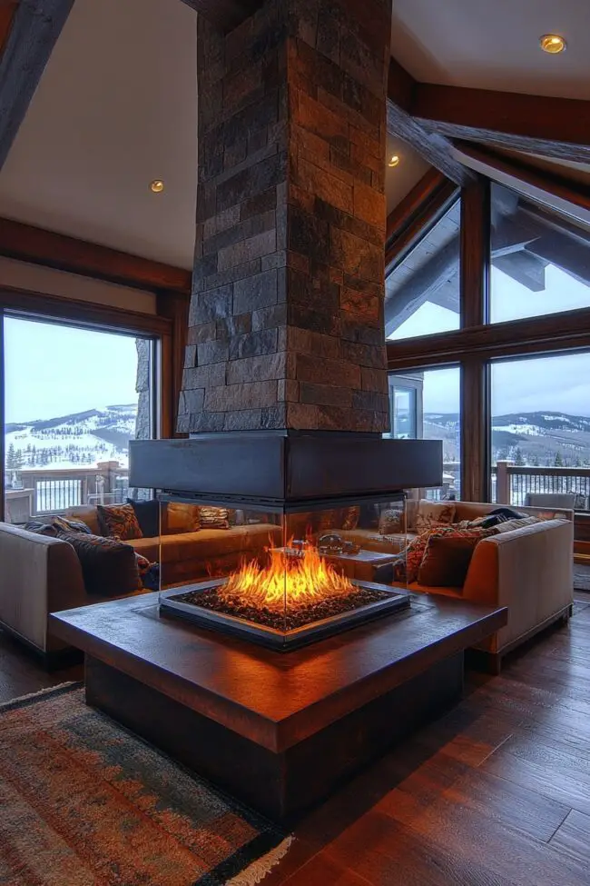 Three-Sided Fireplace Showcase