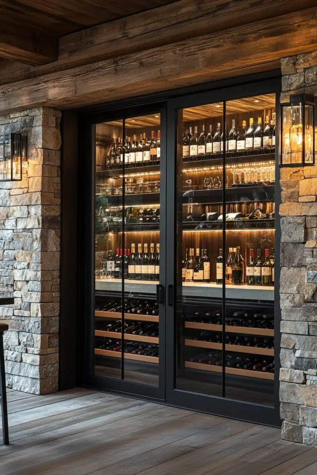 Wine Cellar with a Modern Cabin Twist