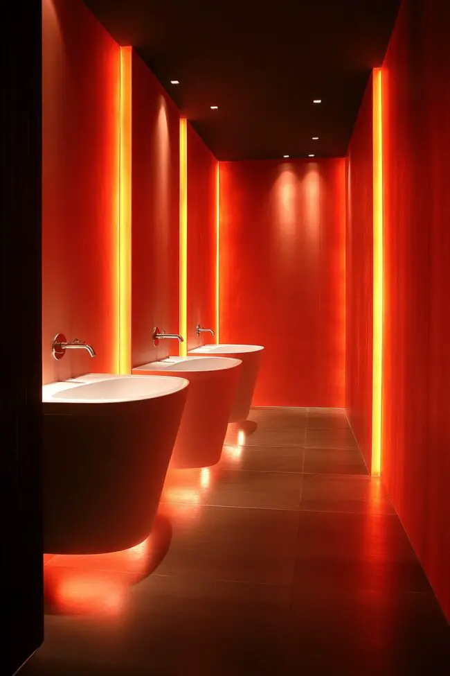 Backlit Industrial-Style Basins