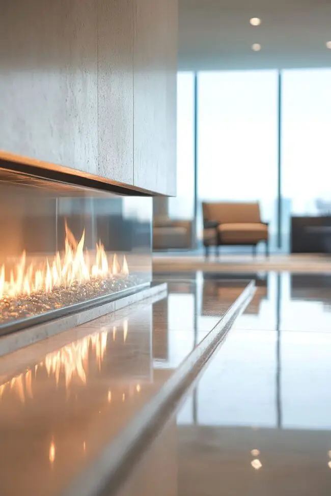 Contemporary Glass Front Fireplace