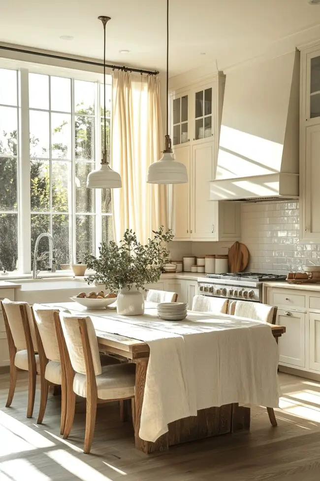 Soft Beige Breakfast Bar Kitchen