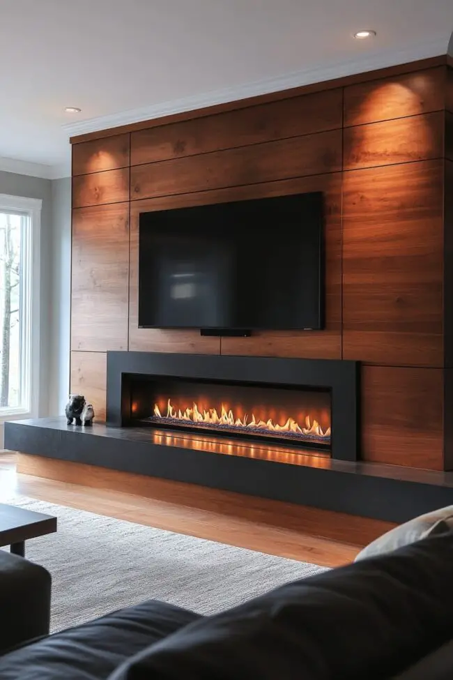 Sleek Fireplace-TV Fusion