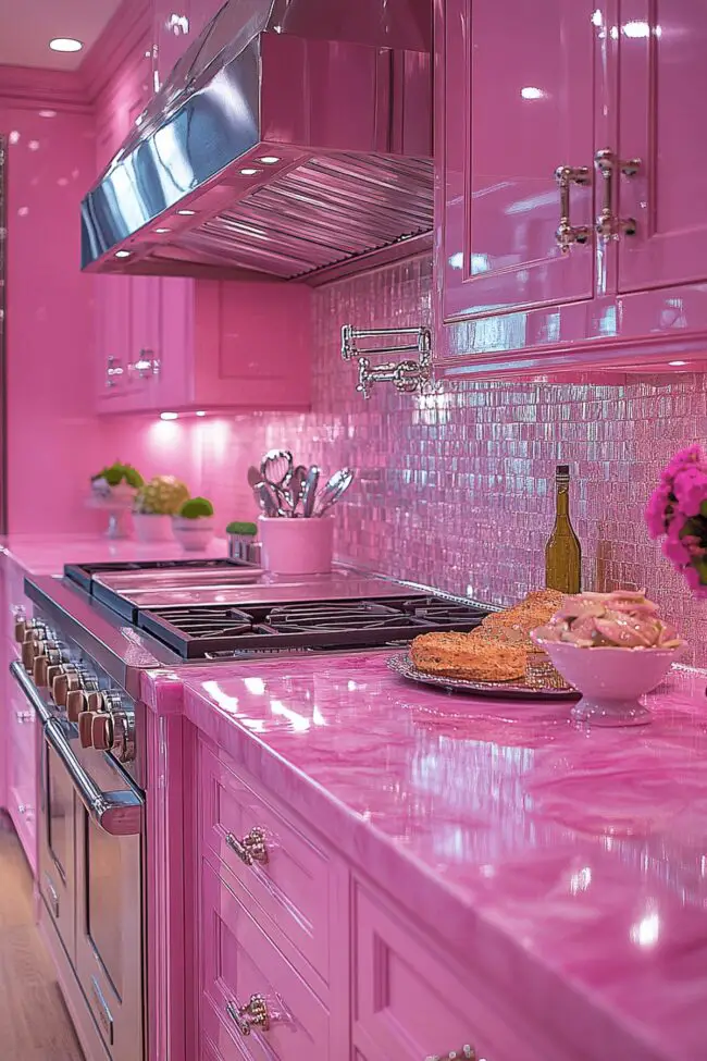 Satin Pink Elegance Kitchen