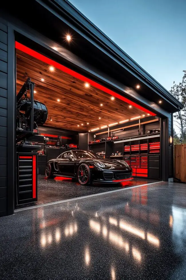 High-Tech, Sleek Modern Cabin Garage