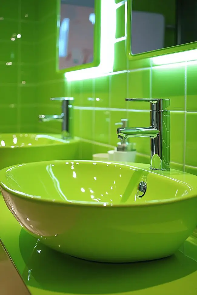 Neon Green Energizing Bathroom