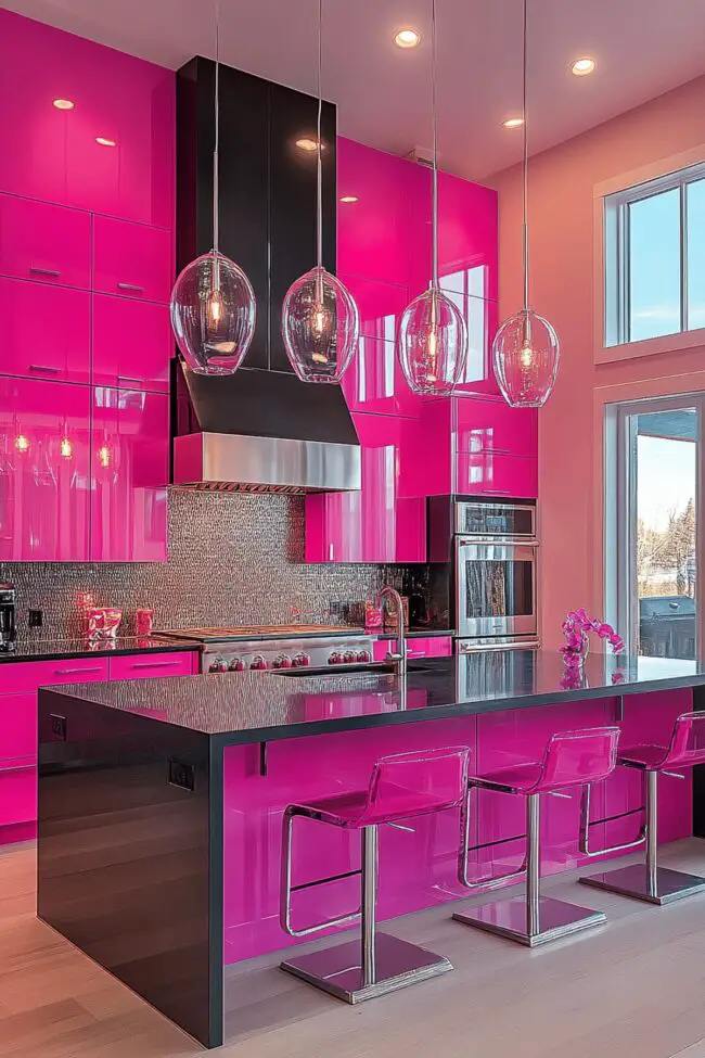 Fuchsia Feature Accents Kitchen