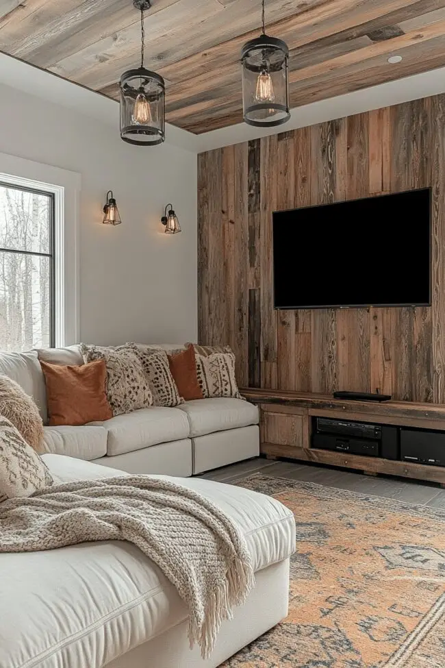 Rustic Farmhouse Entertainment Lounge