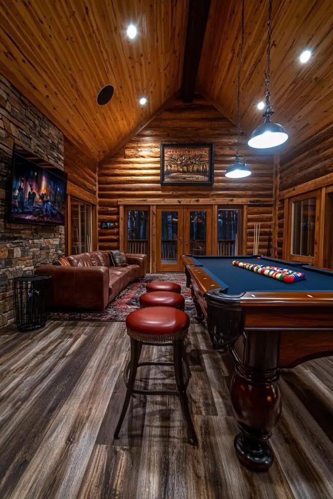 High-Tech Game Room in a Modern Cabin