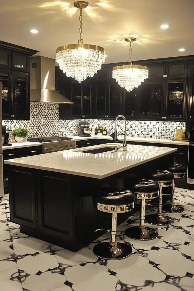 Old Hollywood Glamour in a Modern Kitchen