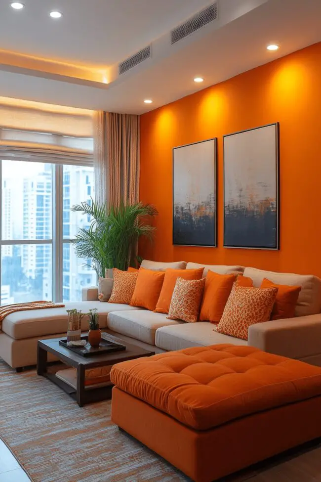 Warm Orange Family Gathering Room