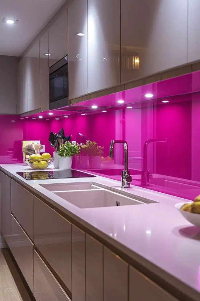 Glossy Cerise Splashback Style