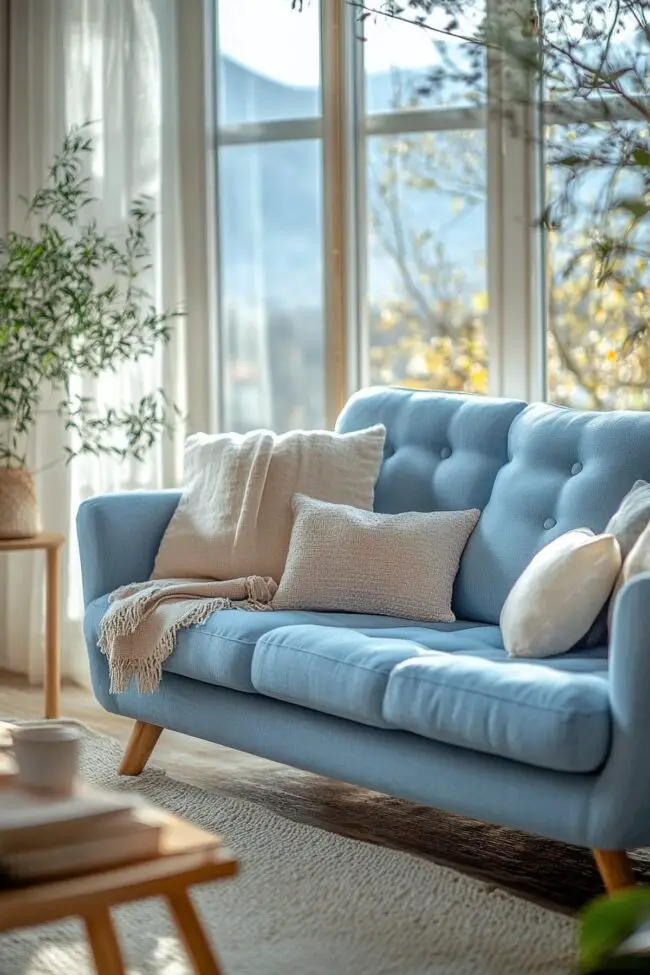 Light and Bright with a Blue Couch