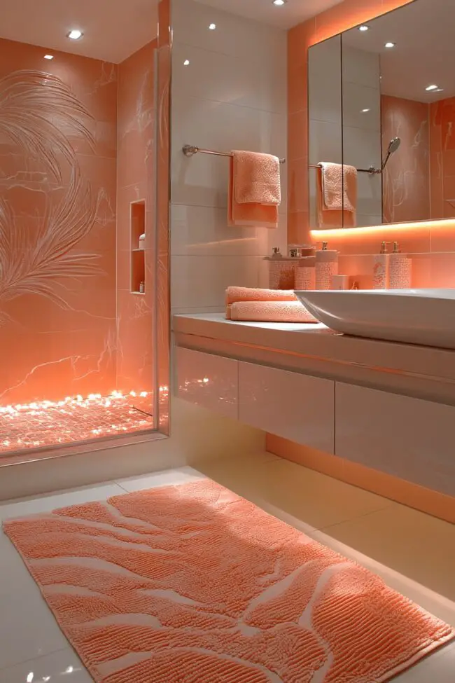 Soft Coral Relaxing Bathroom Retreat