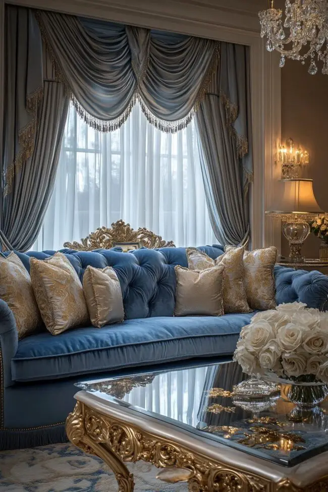 Luxurious Blue Velvet Lounge