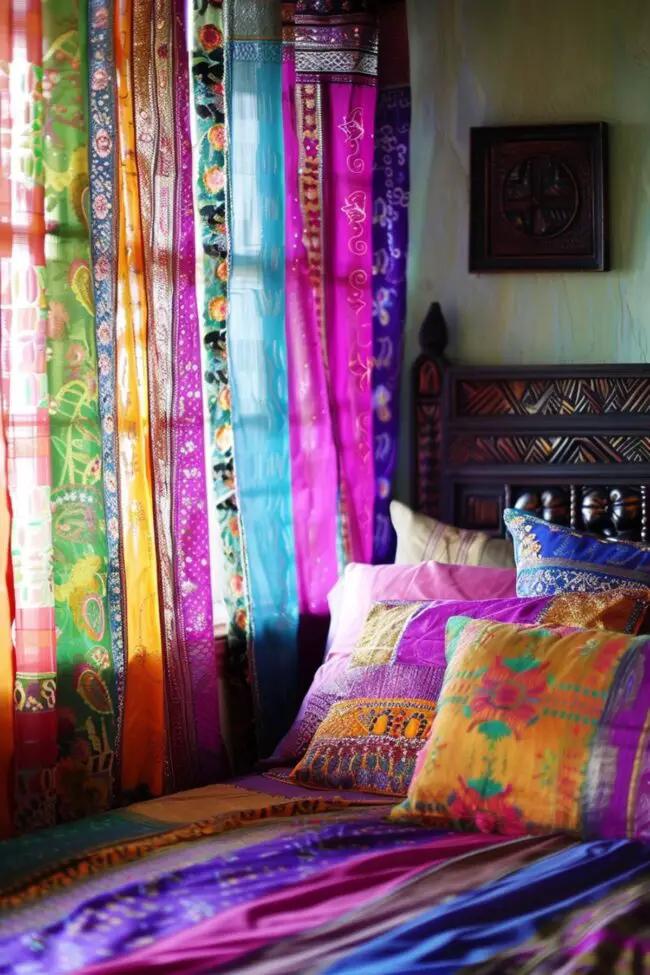 Bohemian Silk Sari Curtains