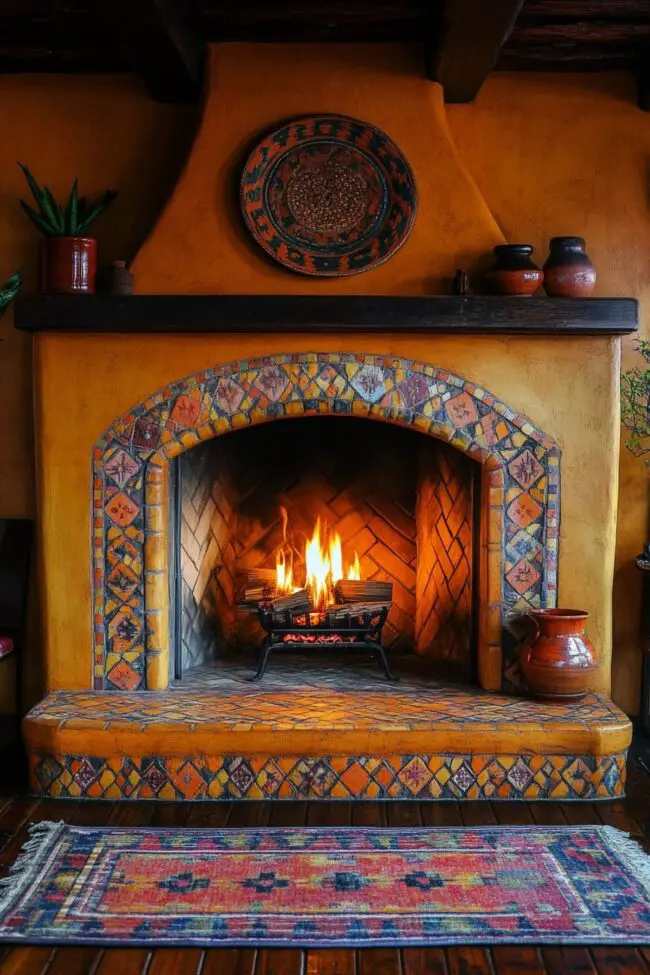 Southwestern Adobe Fireplace